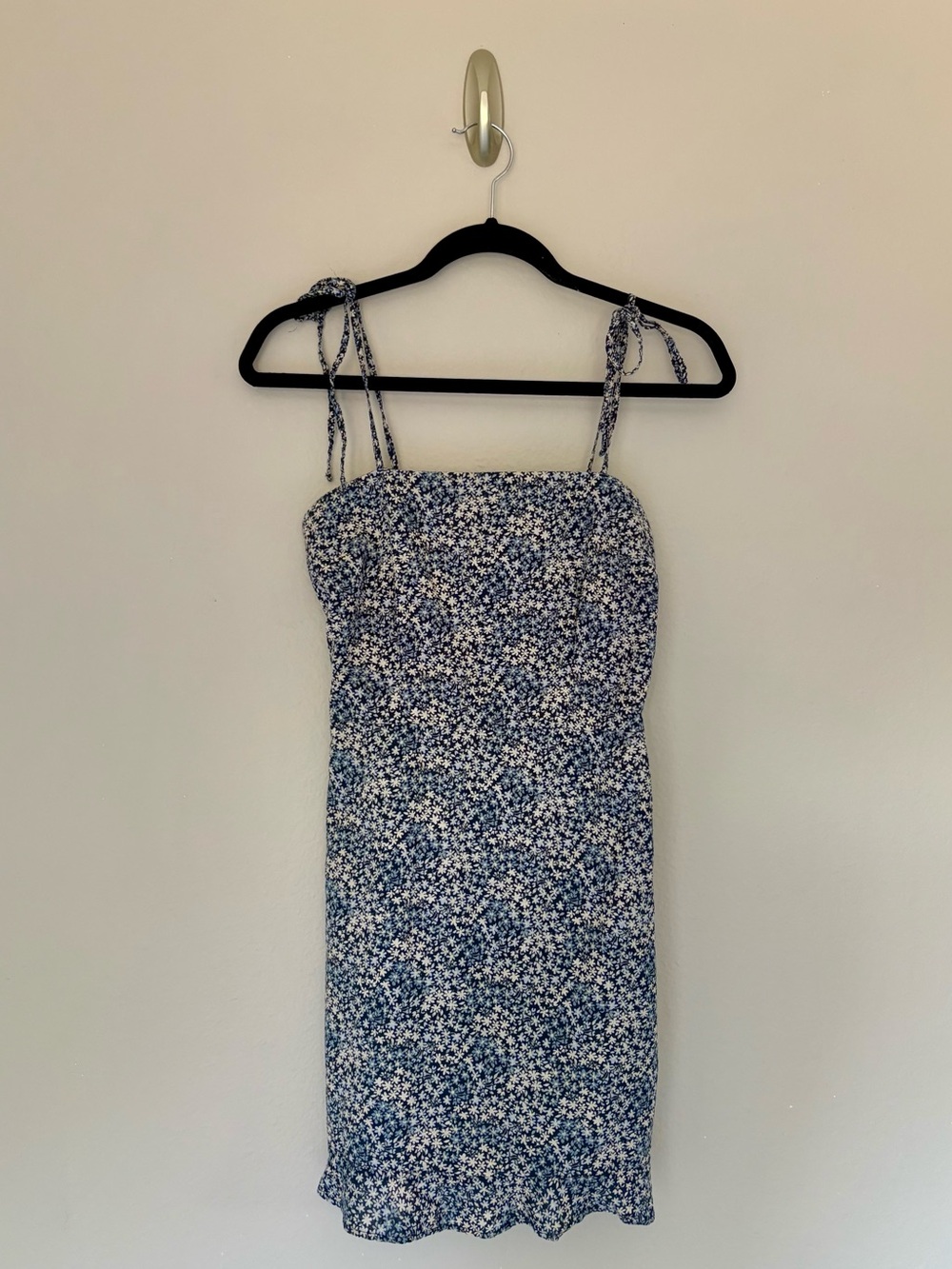 Abercrombie Fitch Navy Ditsy Floral Tie Shoulder Mini Dress Beach Cottage - S